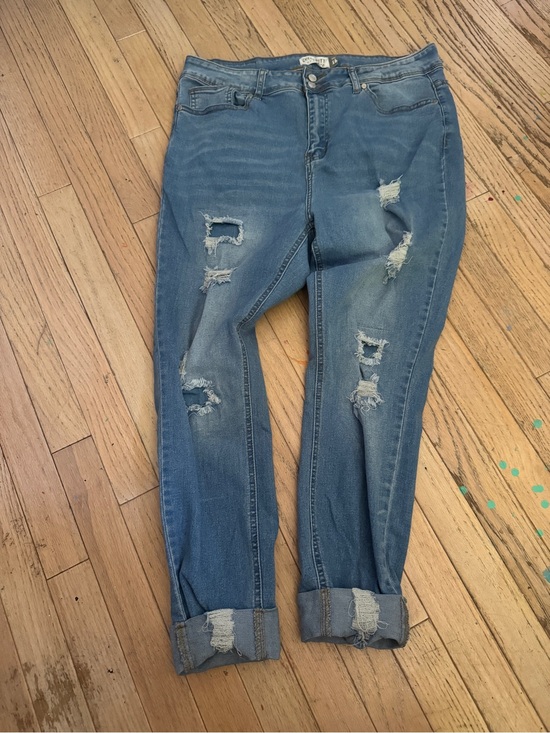 Celebrity Ace Denim - Celebrity Ace High Rise Stitched Cuff Distressed Jeans Size 16